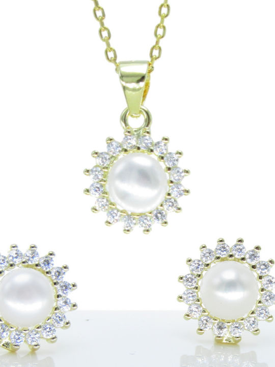 Silver And More Set with Necklace & Earrings from Silver with Pearls