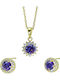 Silver And More Set with Gold Plated Silver Necklace & Earrings with Stones