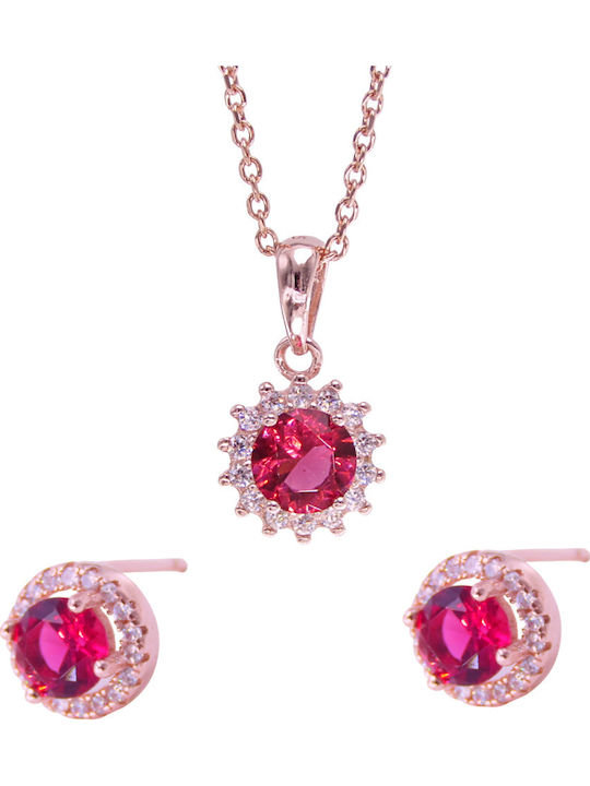 Silver And More Set with Necklace & Earrings from Gold Plated Silver with Stones