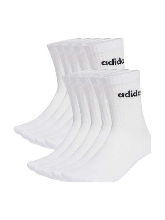 adidas Linear Crew Αθλητικές Κάλτσες Λευκές