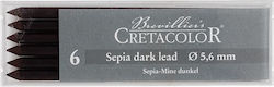 Механични Графитни Върхове Sepia Dry Тъмно 5,6мм 120мм Кутия 6 Бройки Cretacolor