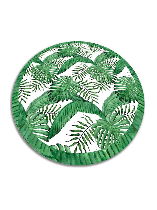 Tulup Rundes Küchenmatte mit Palmenblättern Grün 140cm