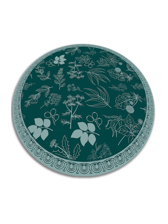 Tulup Round Kitchen Mat Botanical Flowers 150cm