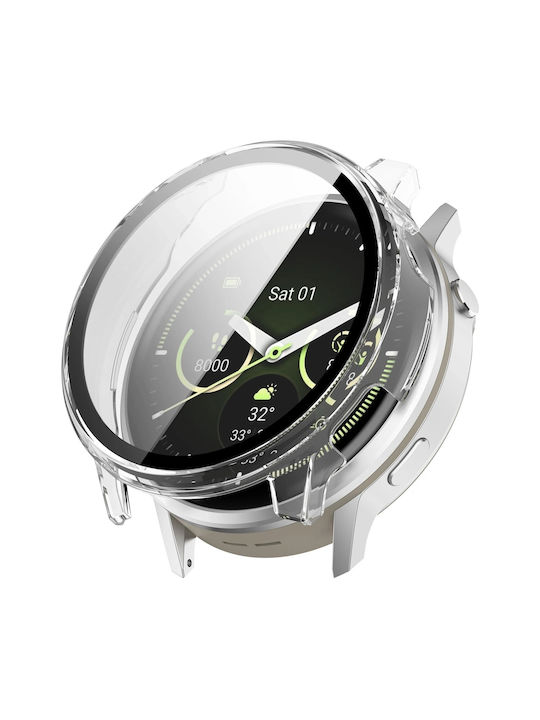 Bizon Husă Plastică cu Sticlă Călită în Culoare Transparentă pentru Garmin Venu 4 45 mm