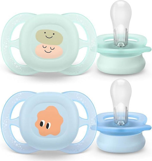 Philips Ultra Start Orthodontic Silicone Pacifiers with Case Coral for 0-2 Months 2 Pieces