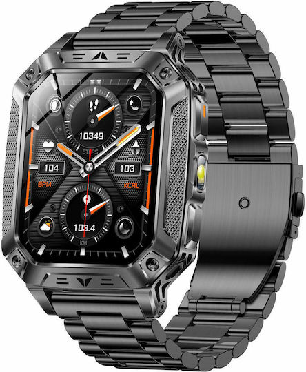 Microwear AK86 Smartwatch с Пулсометър (Черен Стомана)