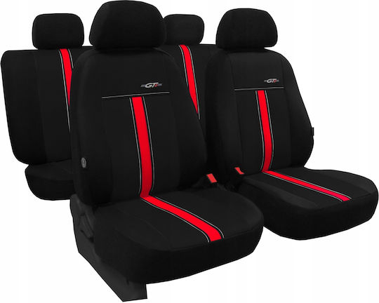 Καλύμματα Αυτοκινήτου 5 Θέσεων Δερματίνη Exclusive Black-red-white