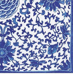 Caspari Χαρτοπετσέτες Dinner Indigo Garden Blue White 19x19cm 20 Tεμάχια Caspari Χαρτοπετσέτες Dinner Indigo Garden Blue White 19x19cm 20 Tεμάχια