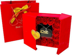 Love Box Geschenkset 16 Seifenrosen Edelstahl Herz Halskette Love Box Geschenkset 16 Seifenrosen Edelstahl Herz Halskette