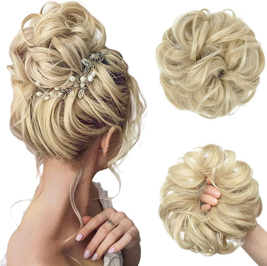 Synthetic Hair Synthetic Clip-in Bun Ponytail Wavy Light Blonde