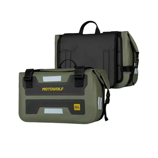 Waterproof Motorcycle Side Travel Bags Straps Racks or Tail 2pcs 30l + 30l Motowolf Mdl0720-l Olive