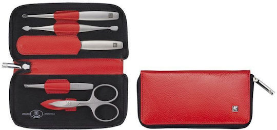 Zwilling Twinox Travel Set – Red Leather Case 5 Pieces – Red