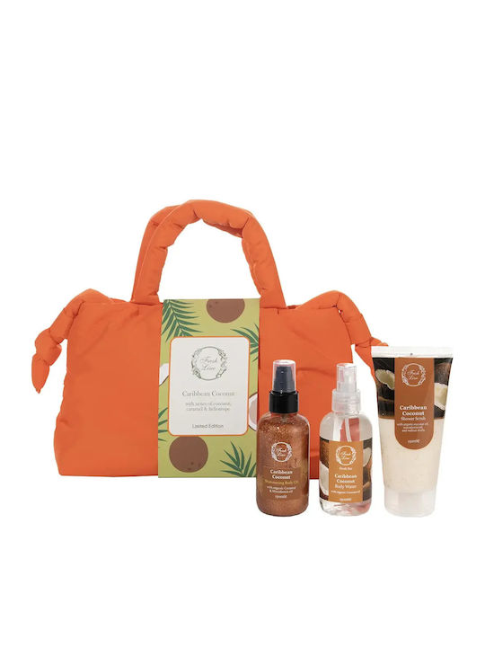 Fresh Line Caribbean Coconut Travel Set for Body Cleaning & Brightening 3pcs