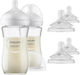 Philips Set Biberoane din Sticlă Natural Natural Anti-colici cu Tetină din Silicon Albe 240ml 2 Bucăți