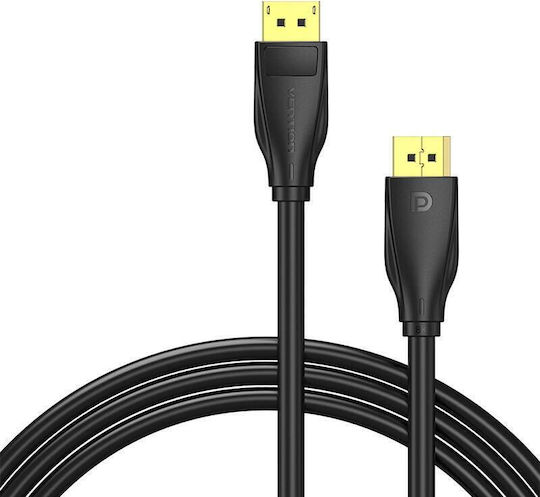 Vention Video Cable Displayport M To Displayport M 5m Maximum Resolution 8k At 60hz/4k At 120hz Gold-plated Connectors Copper Silver Shielding