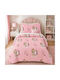Unicorn Kids Single Quilt Set with Pillowcase Pink 160x240cm