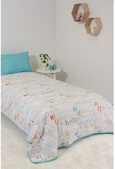 Biokarpet Naf Naf Hello 354 Weiß Hellblau Kinderdecken