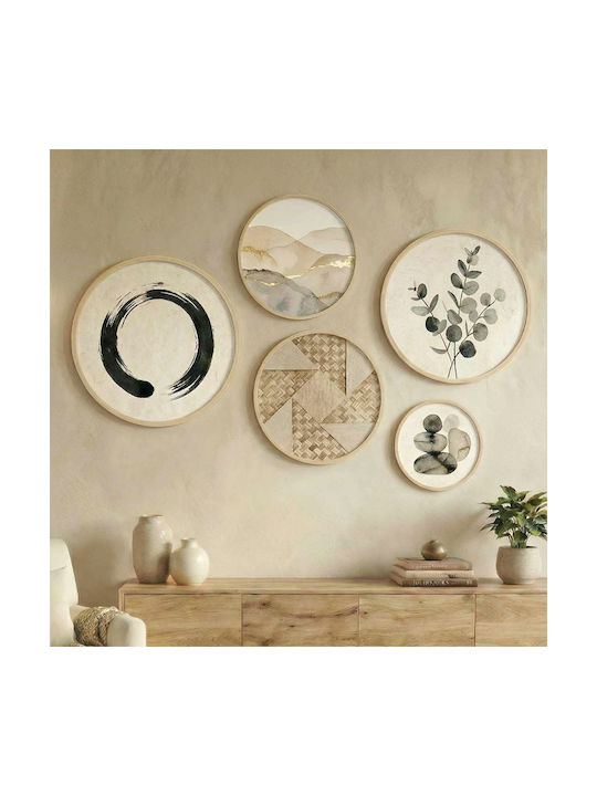 Megapap Set Plăcuțe Decorative din Lemn Nima 5 Bucăți