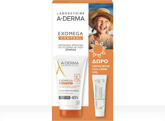 Exomega Control Sunscreen Set with Face Sunscreen SPF50+ 150ml and Gift Dermalibour Cream 15ml