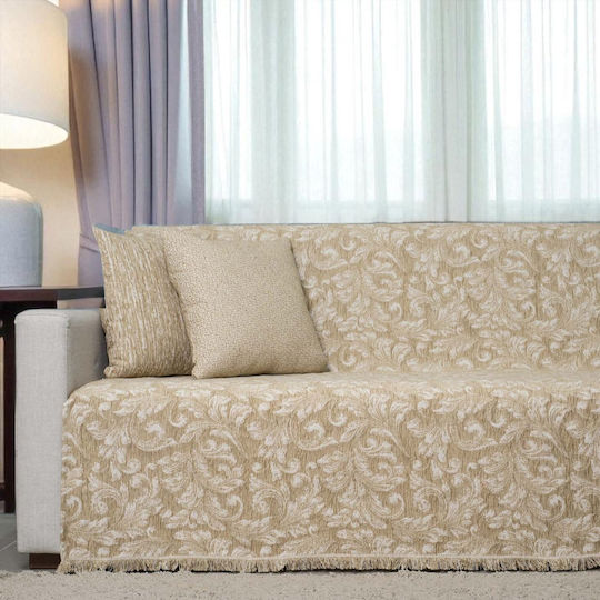Cotone Silya Armchair Throw Chenille 180x170cm Honey