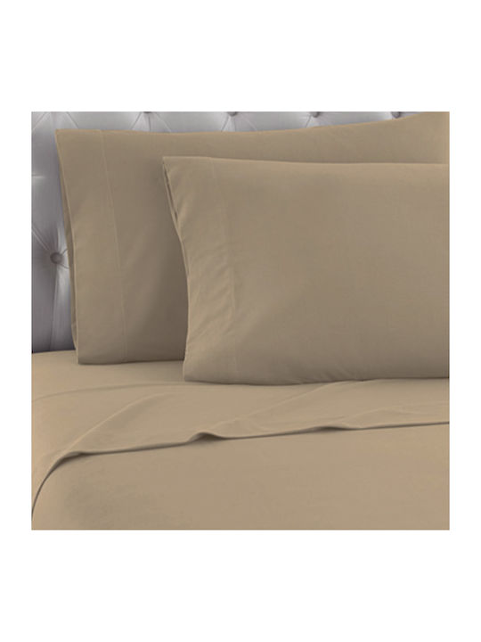 TnS Double Bed Sheet With Rubber Hugger 160x200+25cm Beige