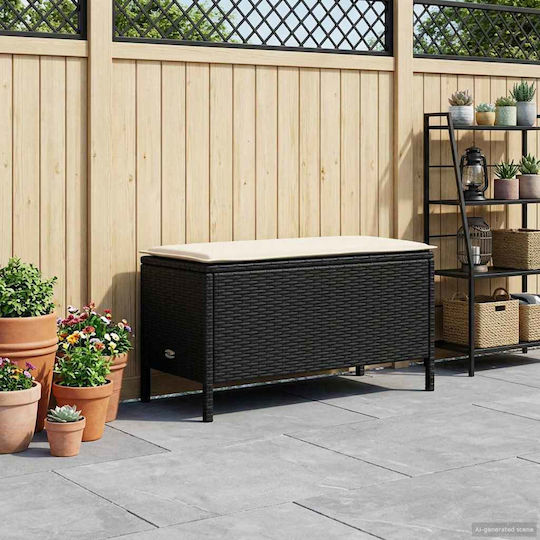 Scaun De Exterior Rattan Negru Și Crem 80x38x45cm Scaun De Exterior Rattan Negru Și Crem 80x38x45cm