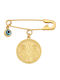 Kinder Sicherheitsnadel-Anhänger aus 14K Gold mit Konstantin-Münze