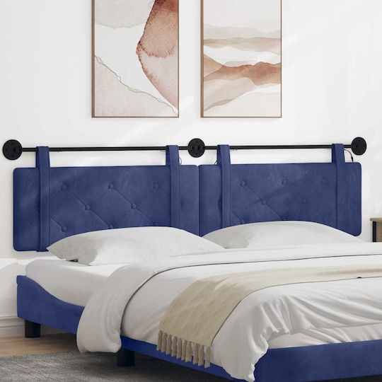 vidaXL Stoff-Kopfstütze für Bett Blau 210x55cm
