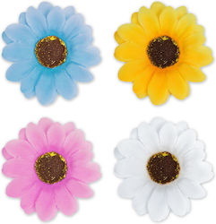 Gartendekorationen Bunte Blumen 7,5 cm Set 4 Stück Outdoor Dekoration Kunststoff Mehrfarbig