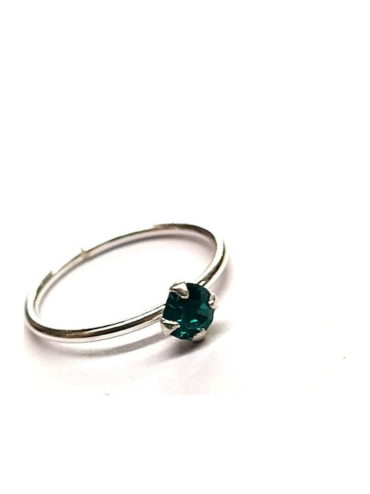 Amalfi Accessories Silber Piercing-Ohrring aus Petrolblau