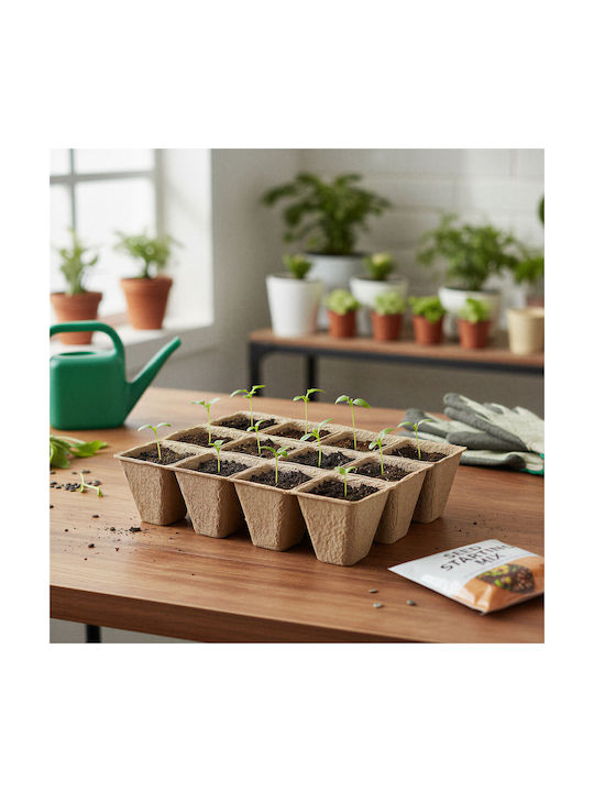 Tavă Pentru Răsaduri Ghivece Biodegradabile 15.2 X 11.5 X 4.3 Cm Set 4 Bucăți Semănat
