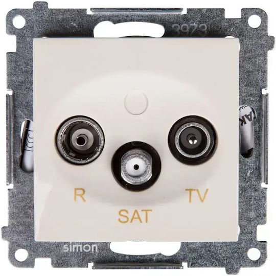 Kontakt-simon Antenna Socket Simon54 Rtv Sat 1db End Cream Dask.01/41