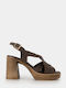 Damen Sandalen Braun Leder