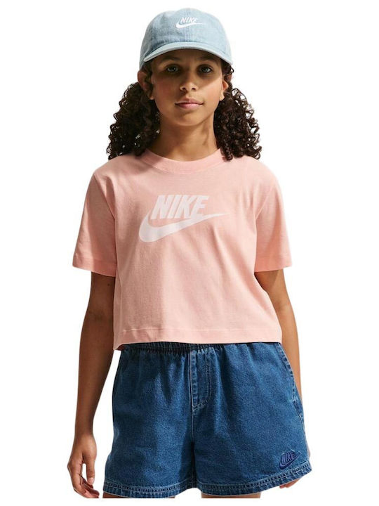 Nike Kids Short-Sleeved Orange Crop Top Sportswear