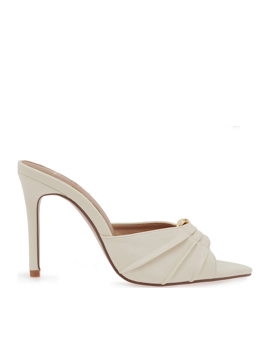 Exe Mules With High Heel In White Colour