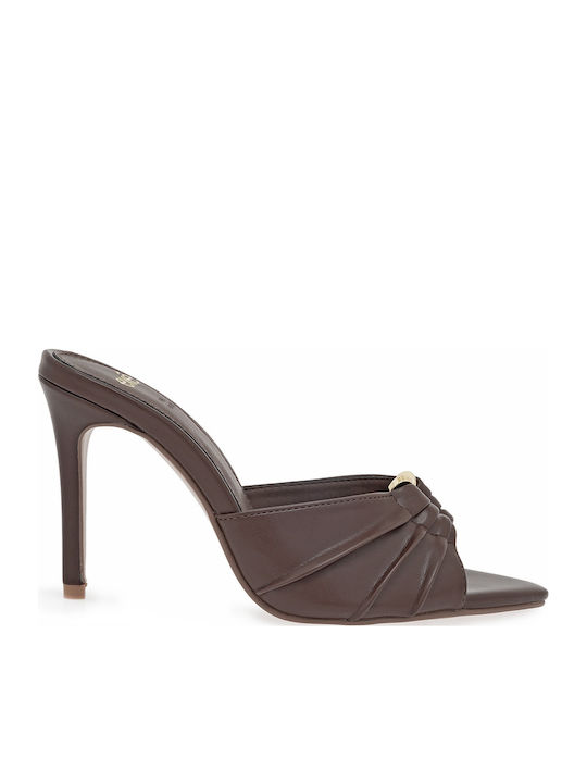 Mules With High Heel In Brown Colour