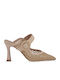 Mules With High Heel In Beige Colour W47002914284-BEIGE Knit 8179-4 With 2116-5 Raffia