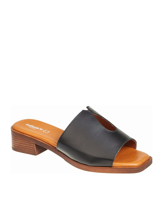 Adam's Shoes Δερμάτινα Mules με Τακούνι σε Μαύρ...