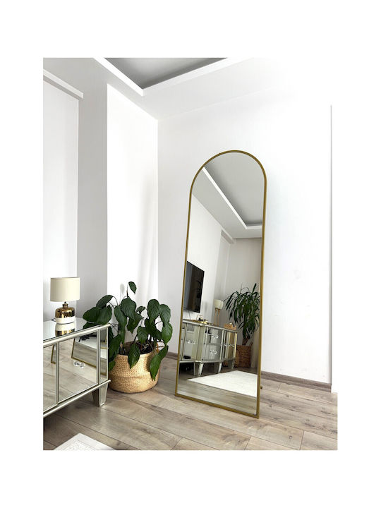 SteweHome Arched Mirror with Gold Metal Frame 180x60cm
