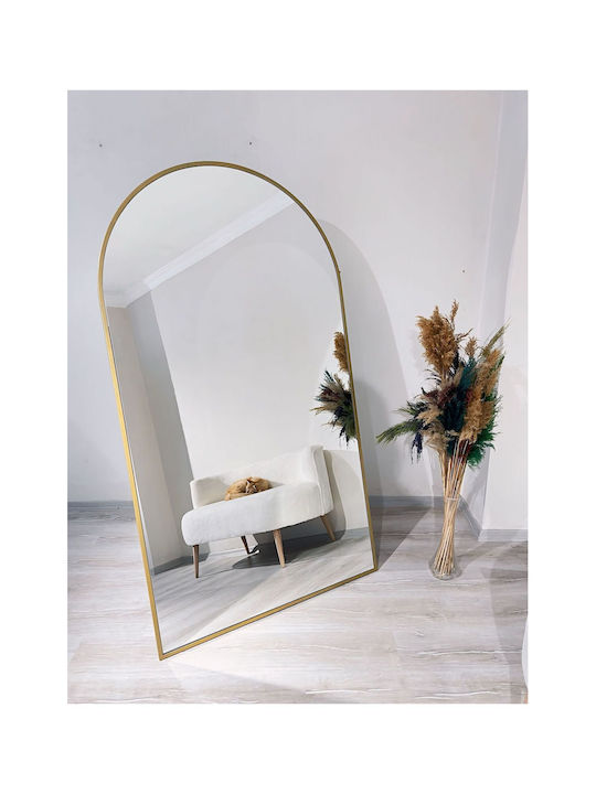 SteweHome Gewölbter Boden- oder Standspiegel mit Goldmetallischem Rahmen 180x100cm