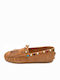 Leather Women's Loafers In Beige Colour