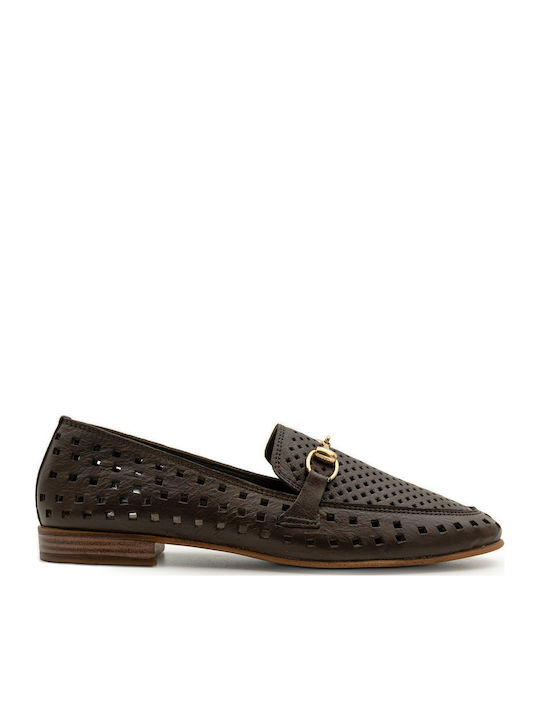 Mago Shoes Δερμάτινα Γυναικεία Μοκασίνια σε Καφ...