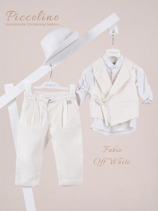 Piccolino Baptism Suit for Boys Fabio Ecru AG26S94 Ivory