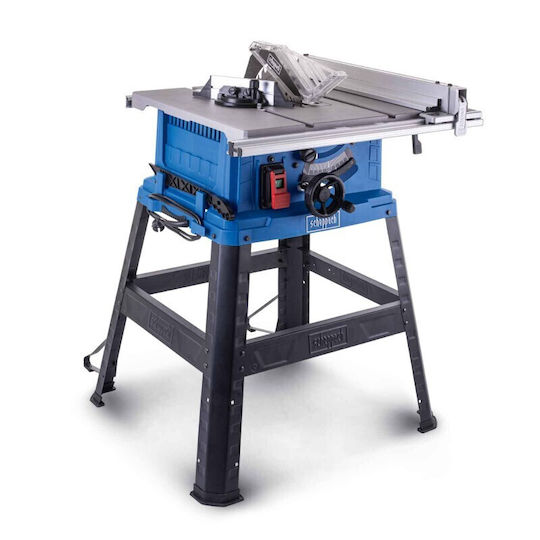 Scheppach 5901324901 Дисков Трион За Маса с Мощност 2000W, Лазерен Водач, Диск За Рязане с Диаметър 254mm и Скорост На Рязане 4800rpm