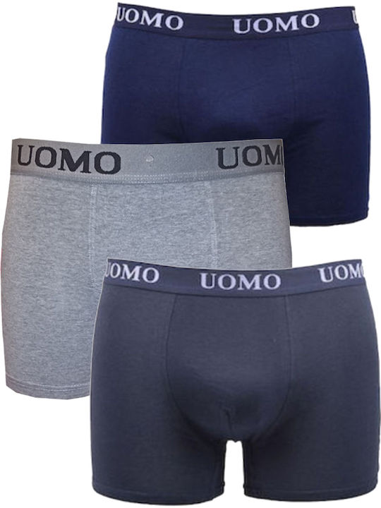 Herren Boxershorts Blau Anthrazit Grau 3er Pack