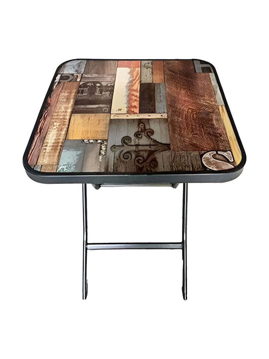 Metal Picnic Table for Small Outdoor Spaces Foldable Multicolour 60x60cm