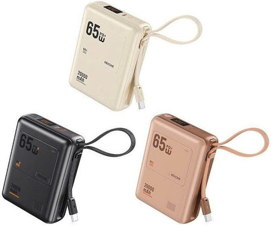 WK WP-117 Power Bank 20000mAh 65W mit USB-C Ausgangsanschlüsse Rosa