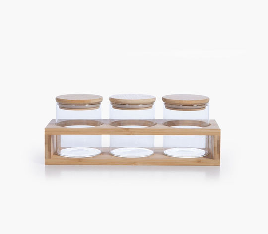 Borcane din Sticlă Capac din Lemn Bază din Lemn 8x9,2-10,3 Transparent Nef-nef Homeware Sticlă Bambus Borcane din Sticlă Capac din Lemn Bază din Lemn 8x9,2-10,3 Transparent Nef-nef Homeware Sticlă Bambus