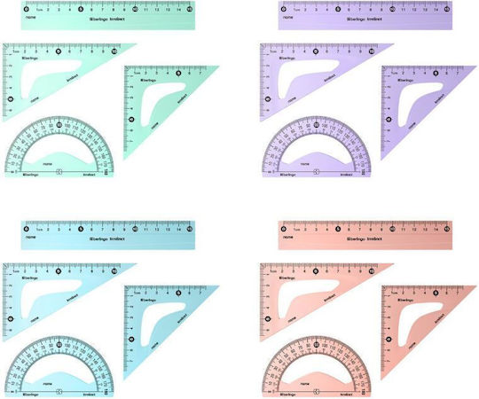 Geometric Tool Set 4 Pieces 15cm 4 Colors