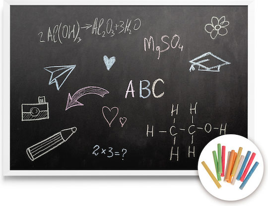 Large Wall-Mounted Chalk Board Durable Lightweight Frame Free Chalk 100x70 Cm